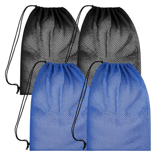 4 Pcs Large Mesh Gear Bag Drawstring Swim Storage Backpack Set