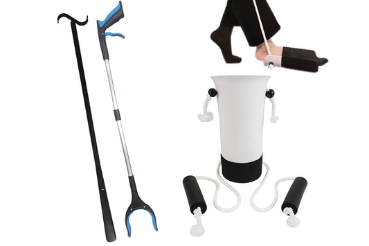 3Pcs Hip Replacement Recovery Kit with Sock Aid Long Handle Shoe Horn Grabber Reacher