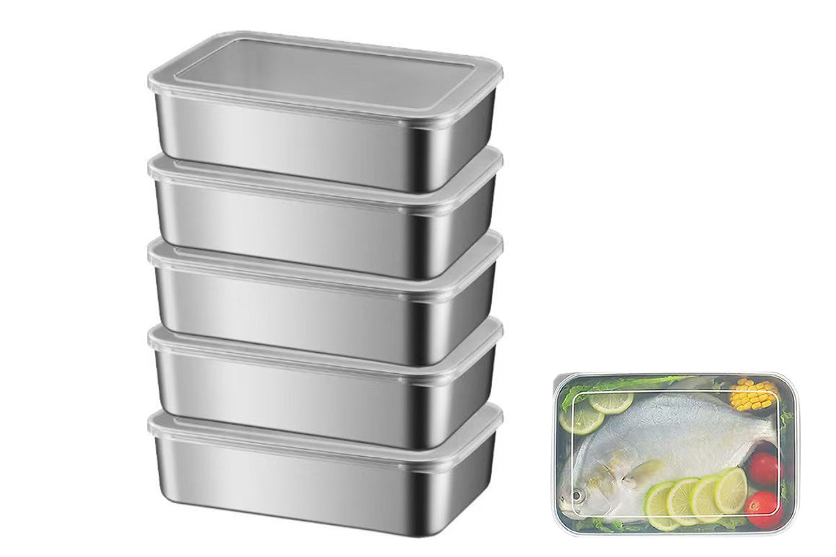 5Pcs Stainless Steel Food Storage Containers with Lids for Picnic Travel