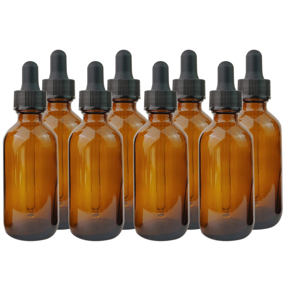 8 Pack Amber Glass Dropper Bottles 60ml for Essential Oils Beauty Oil Personal Care