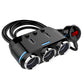 3 Way 12V Car Cigarette Lighter Splitter Dual USB Charger Digital Display