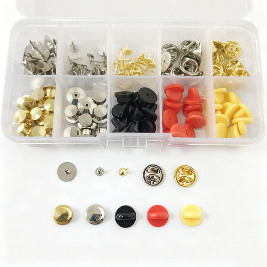 150 PCS Butterfly Clutch Tie Tacks Pin Back Replacement with Storage Box for DIY Brooch Badge