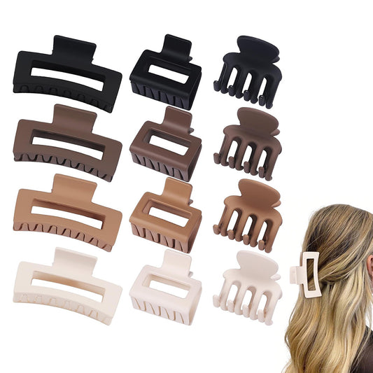 12Pcs Strong Hold Non-Slip Hair Clips for Women 3 Sizes for Thin Thick Curly Hair