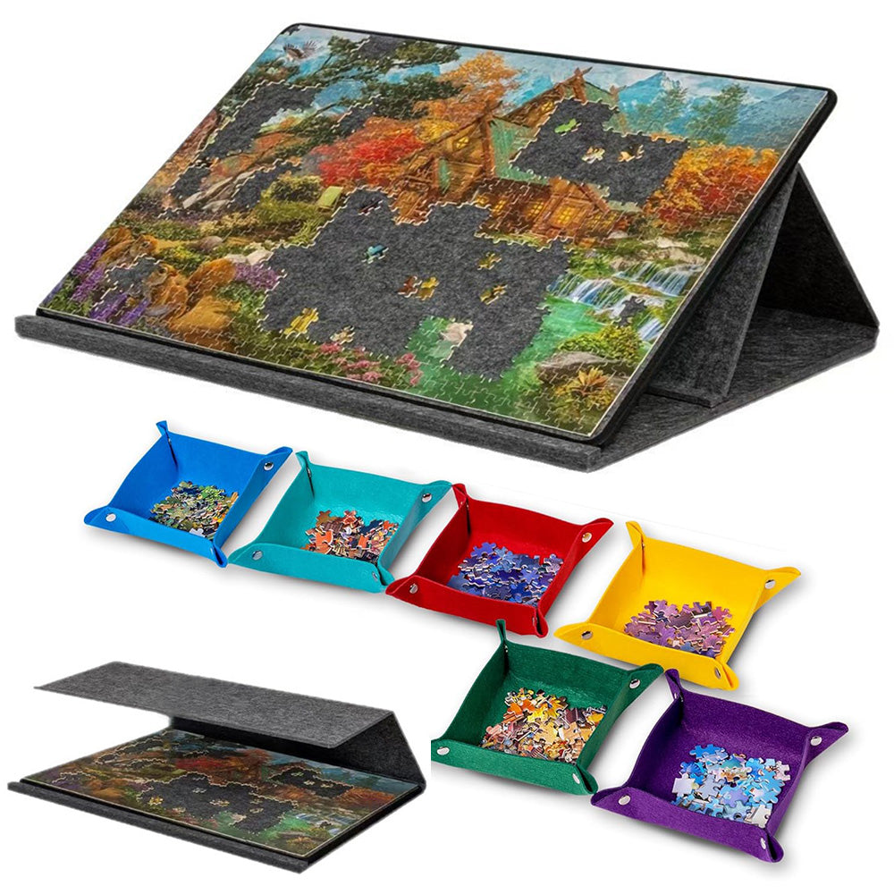Jigsaw Puzzle Board with 6 Sorting Trays Felt Puzzle Mat