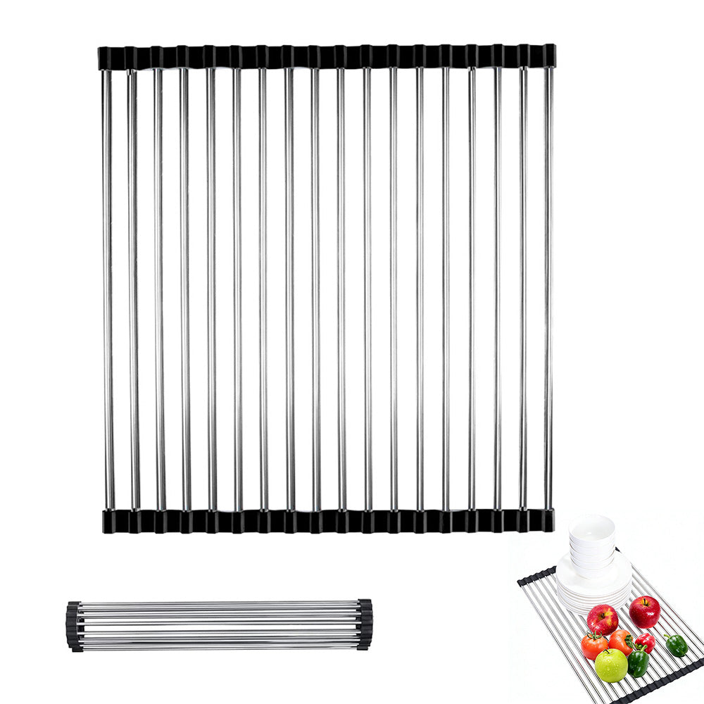 Roll Up Over Sink Drying Rack Colander and Dish Drainer for Kitchen