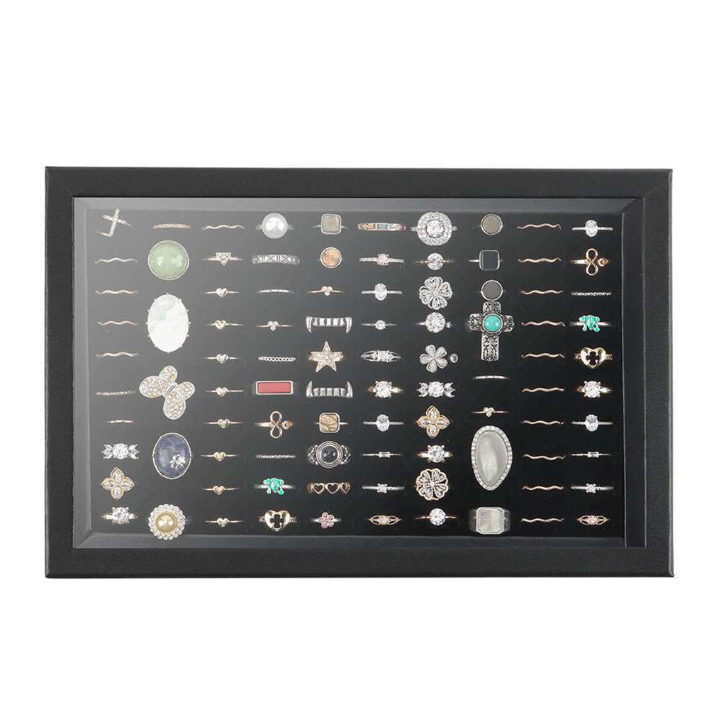 100 Slots Jewelry Ring Display Organizer Case Tray Holder Earring Storage Box