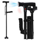Walking Cane with LED Light Alarm Adjustable Dual Handles for Seniors and Adults