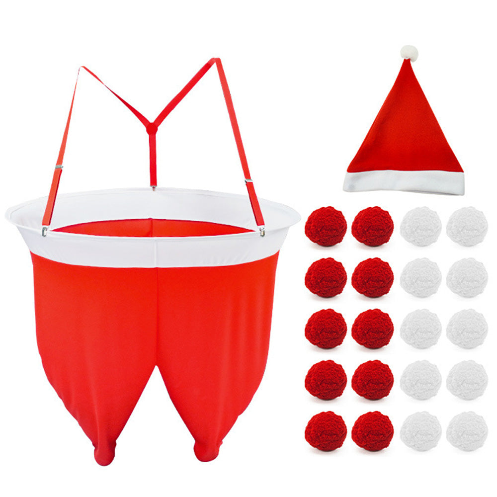 Christmas Santa Pants Toss Yard Game for Adults with 20 Plush Balls and Hat