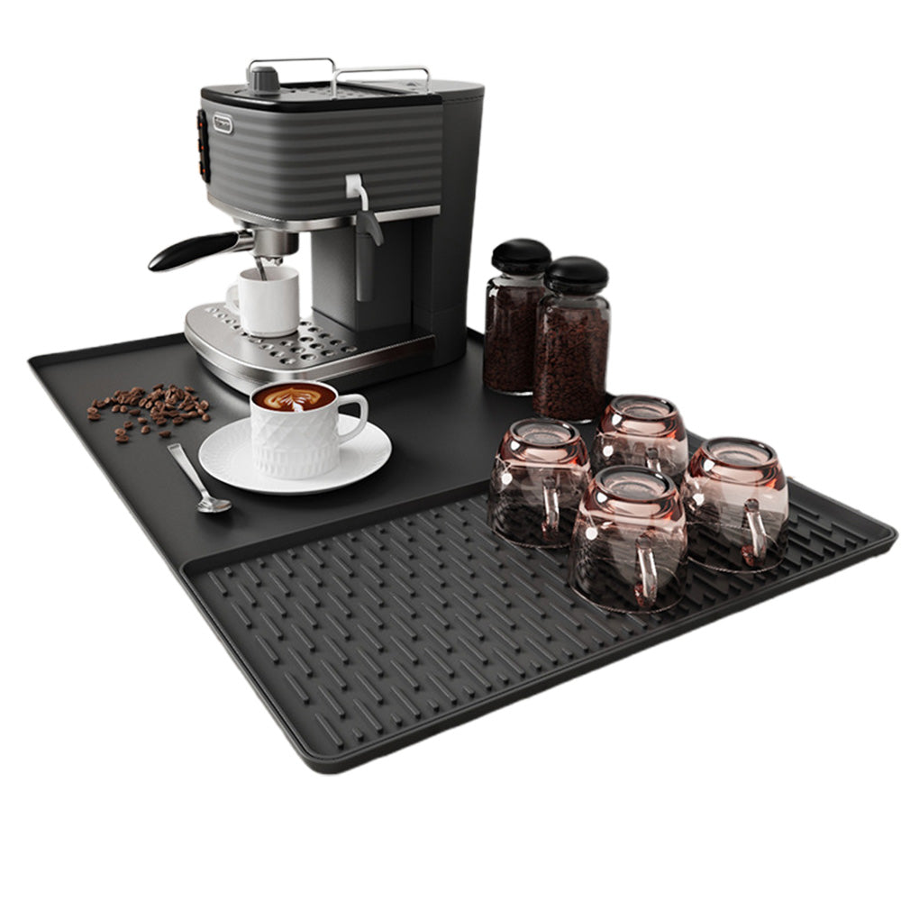 Silicone Coffee Mat with Detachable Dish Drying Mat for Coffee Maker Dish Rack