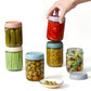 6 Pcs Glass Storage Jars with Airtight Lid Oatmeal Food Storage Container for Kitchen Pantry