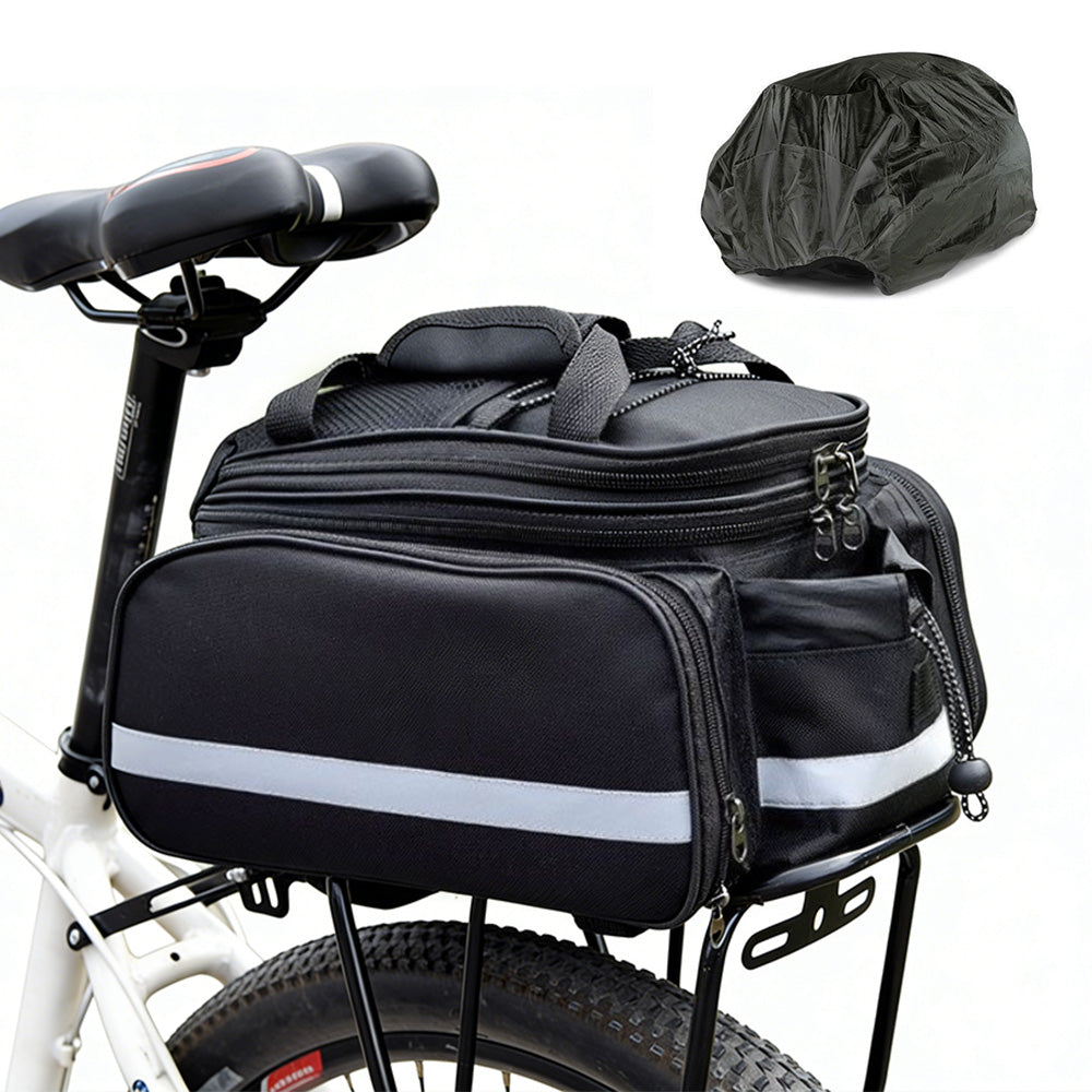 Bicycle Rear Seat Bag Bike Rack Bag Cycle Luggage Carrier Expandable Trunk Bag with Rain Cover