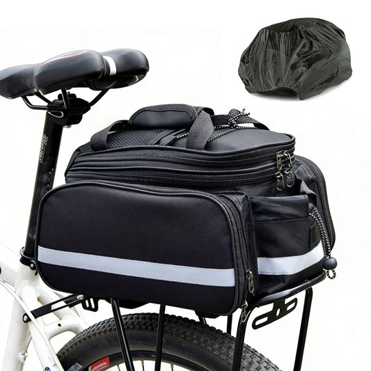 Bicycle Rear Seat Bag Bike Rack Bag Cycle Luggage Carrier Expandable Trunk Bag with Rain Cover