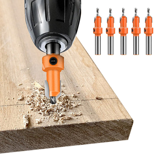 5 Piece 2.8 to 4.0mm Carbide Countersink Drill Bit Set for Woodworking