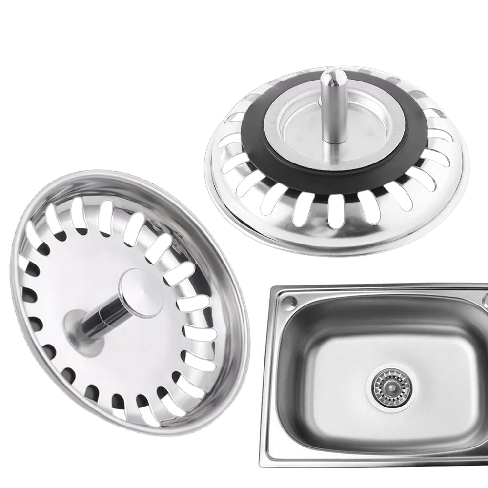 2 Pack Kitchen Sink Strainer Drain Stopper Baskets with Rubber Seals