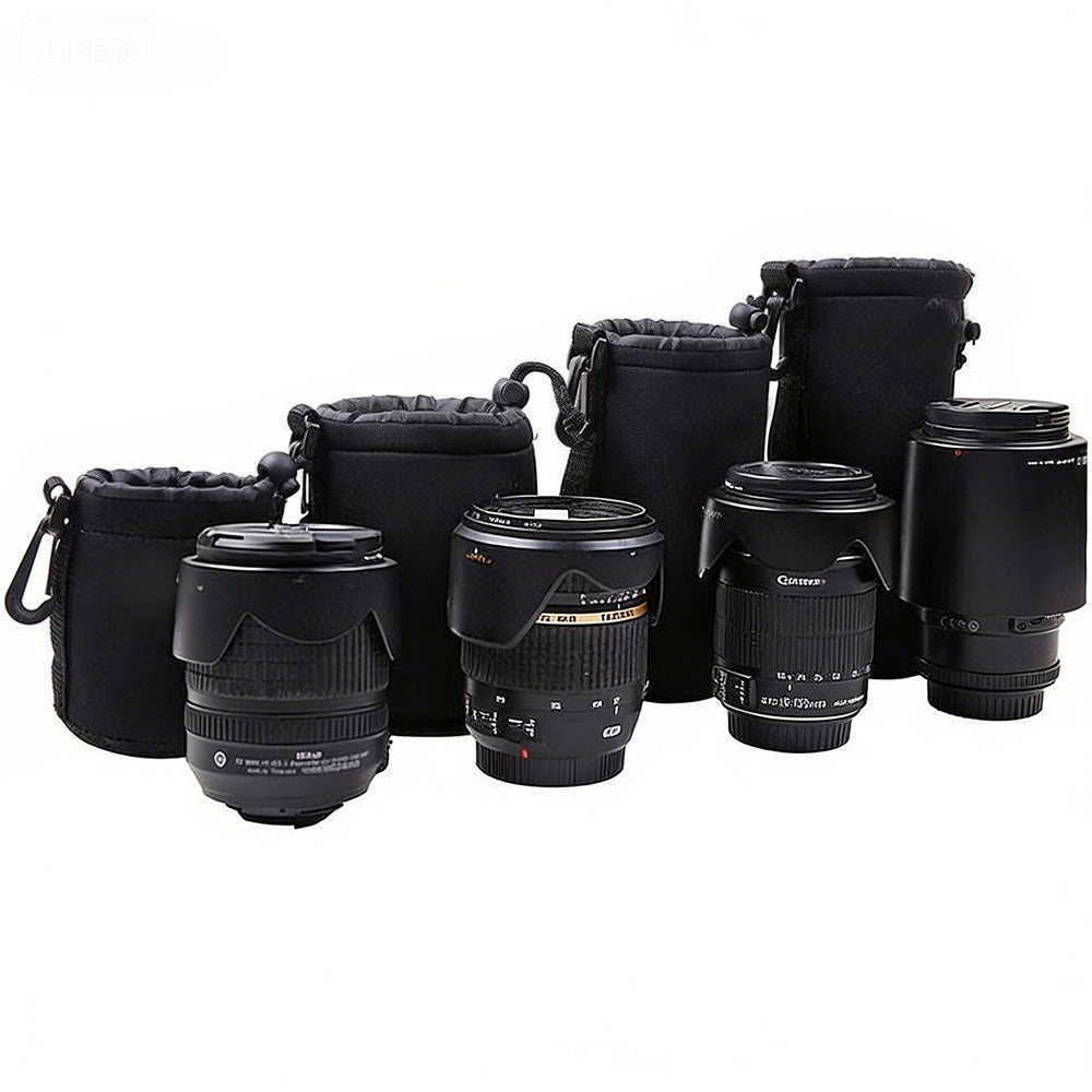 4Pack DSLR Camera Lens Pouch Case Bag Cover Canon Nikon Sony Panasonic