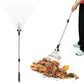 Adjustable Long Handle Metal Leaf Rake for Lawn Garden Yard Soil Loosening