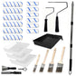 Paint Roller Kit Adjustable Extension Pole Painting Tools Set for Home Walls and Furniture