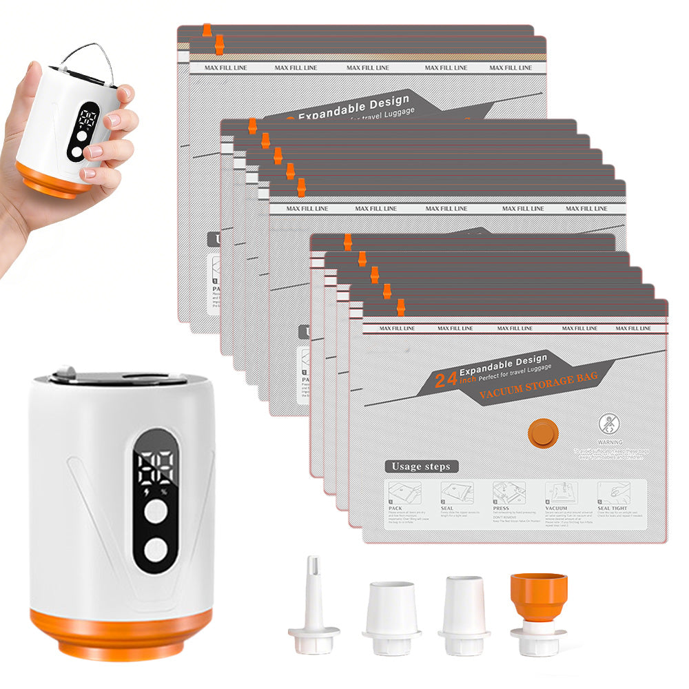 Portable Vacuum Pump with Vacuum Storage Bags Rechargeable Air Pump Set