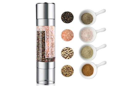 2 in 1 Stainless Steel Manual Salt and Pepper Grinder Adjustable Spice Mill for Kitchen