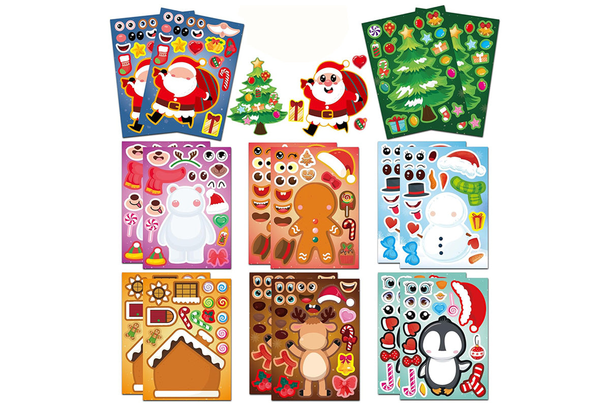 16Pcs Christmas Stickers DIY Stocking Stuffers Crafts Christmas Decorations