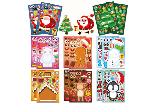 16Pcs Christmas Stickers DIY Stocking Stuffers Crafts Christmas Decorations