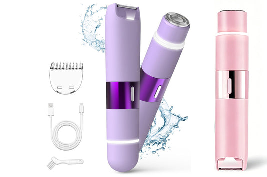 2-in-1 Women's Painless Electric Shaver with LED Light Guide Comb Rechargeable Hair Trimmer Wet & Dry Razor for Body