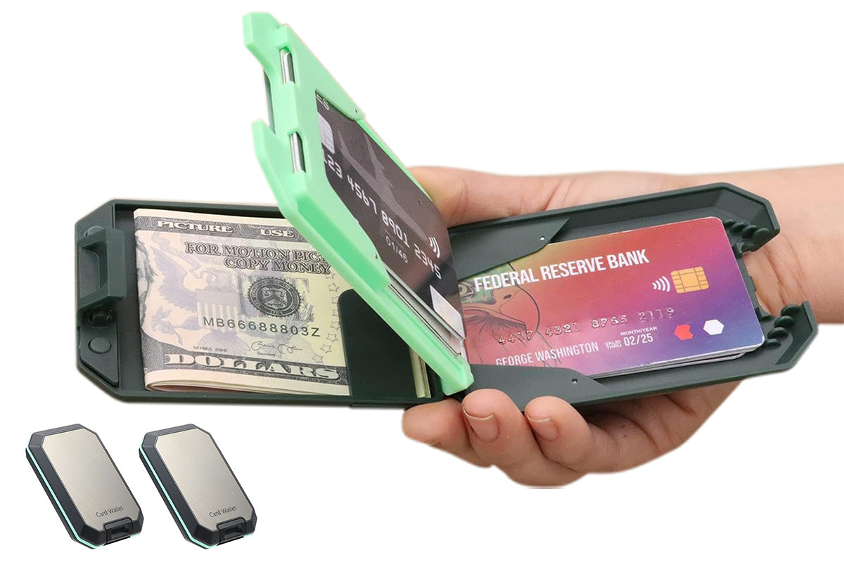 2Pcs RFID Blocking Card Wallet for 7 Cards Slim Metal Hard Shell Credit Cards Holder Card Protector