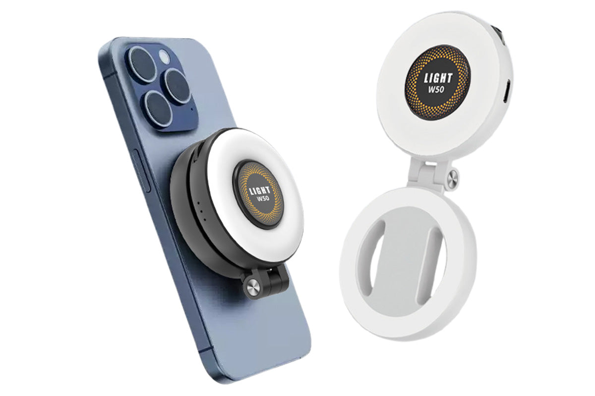 2Pcs Magnetic Phone Ring Light 3 Color Dimmable Fill Light Rechargeable Selfie Light