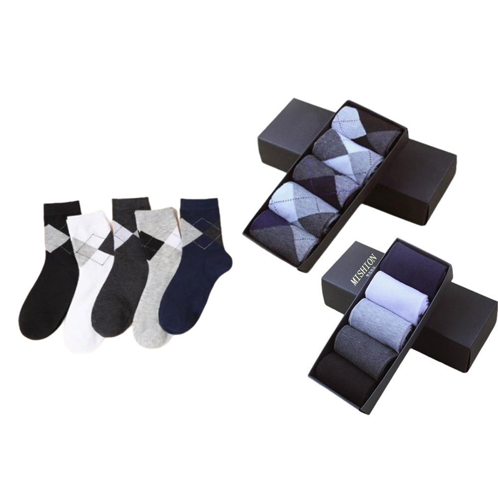 5 Pairs Mens Mid-Calf Socks Boxed Set