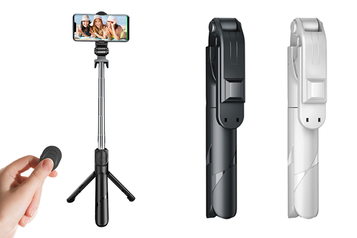 2Pcs Bluetooth Selfie Stick-Black and White