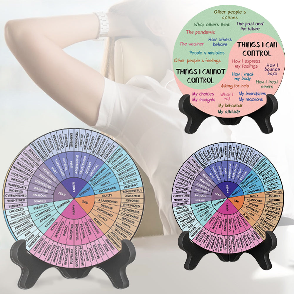 Double-Sided Mental Health Emotions Wheel Chart with Stand