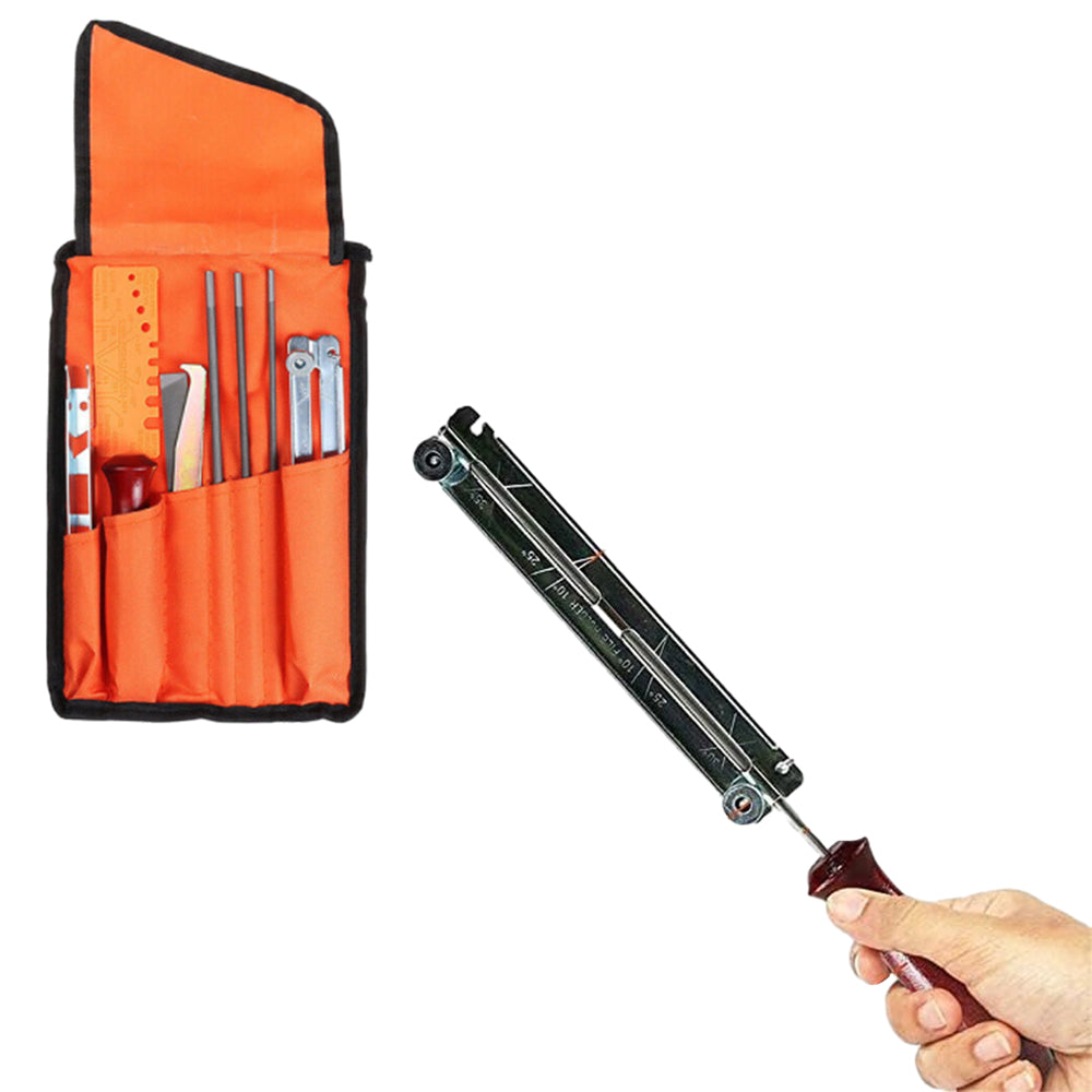9Pcs Files Filing Tool with A Storage Chain Sharpener for Sharpen Saw File Set
