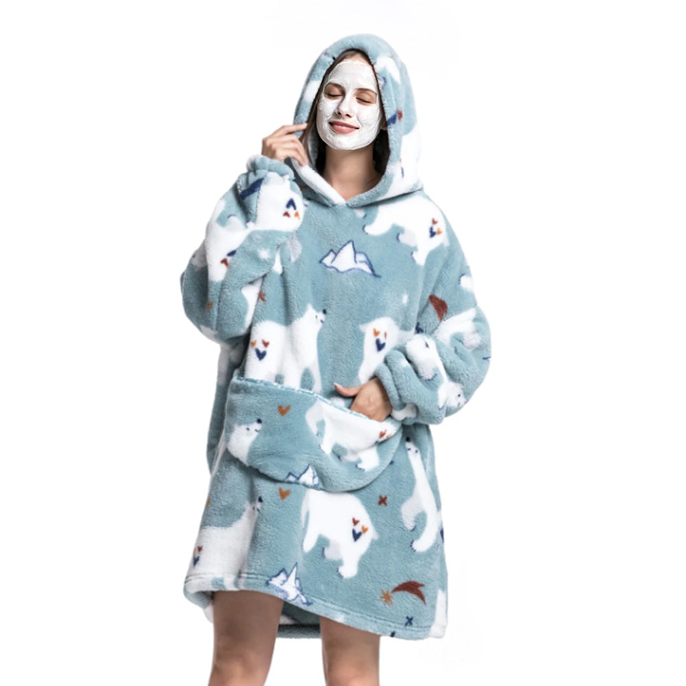 Hooded Blanket Hoodie Ultra Plush Comfy Sweatshirt Fleece-Style 2