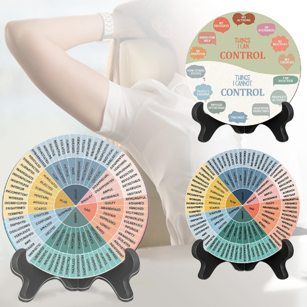Double-Sided Mental Health Emotions Wheel Chart with Stand