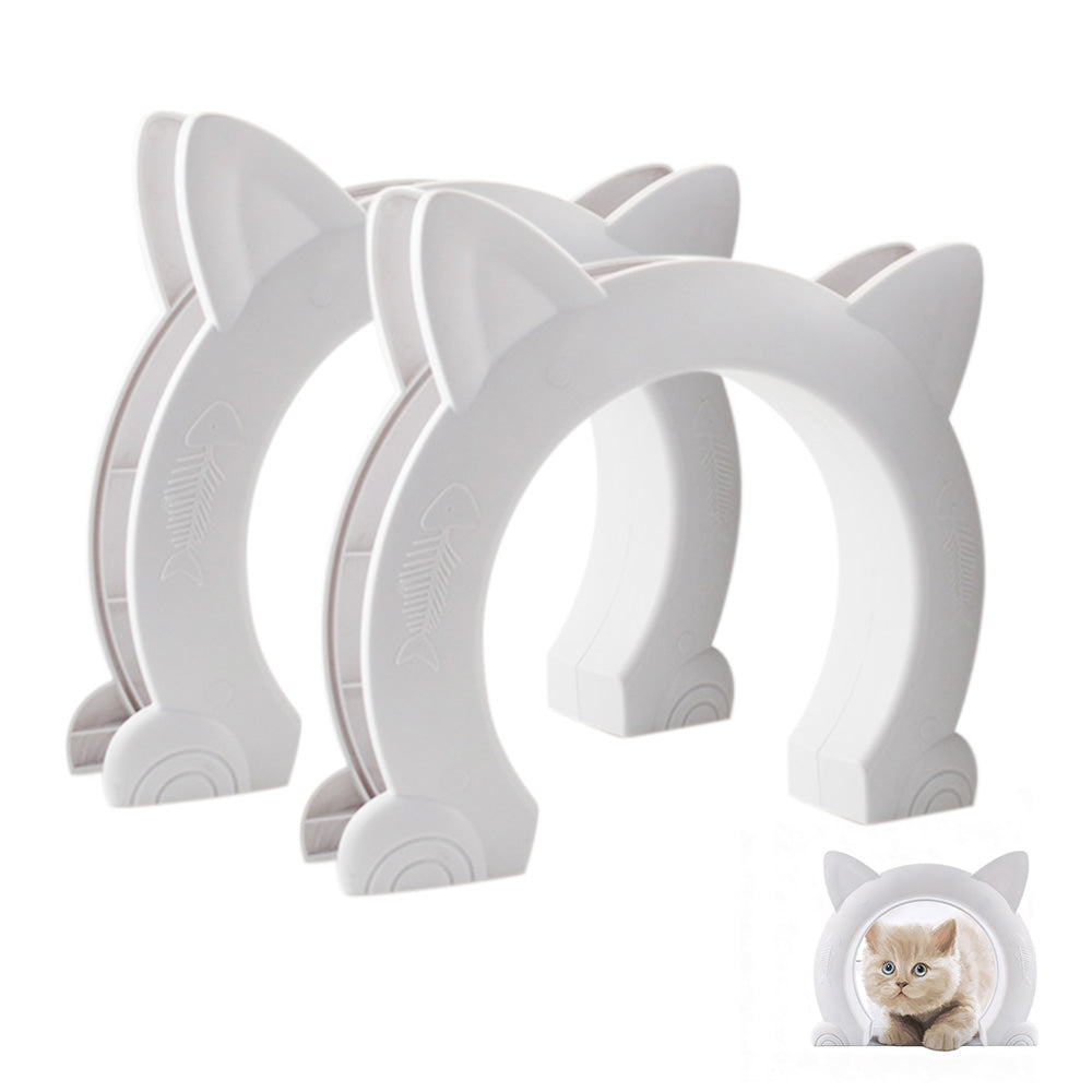 2XWhite Cat Ear Pet Door Frame for Interior Door