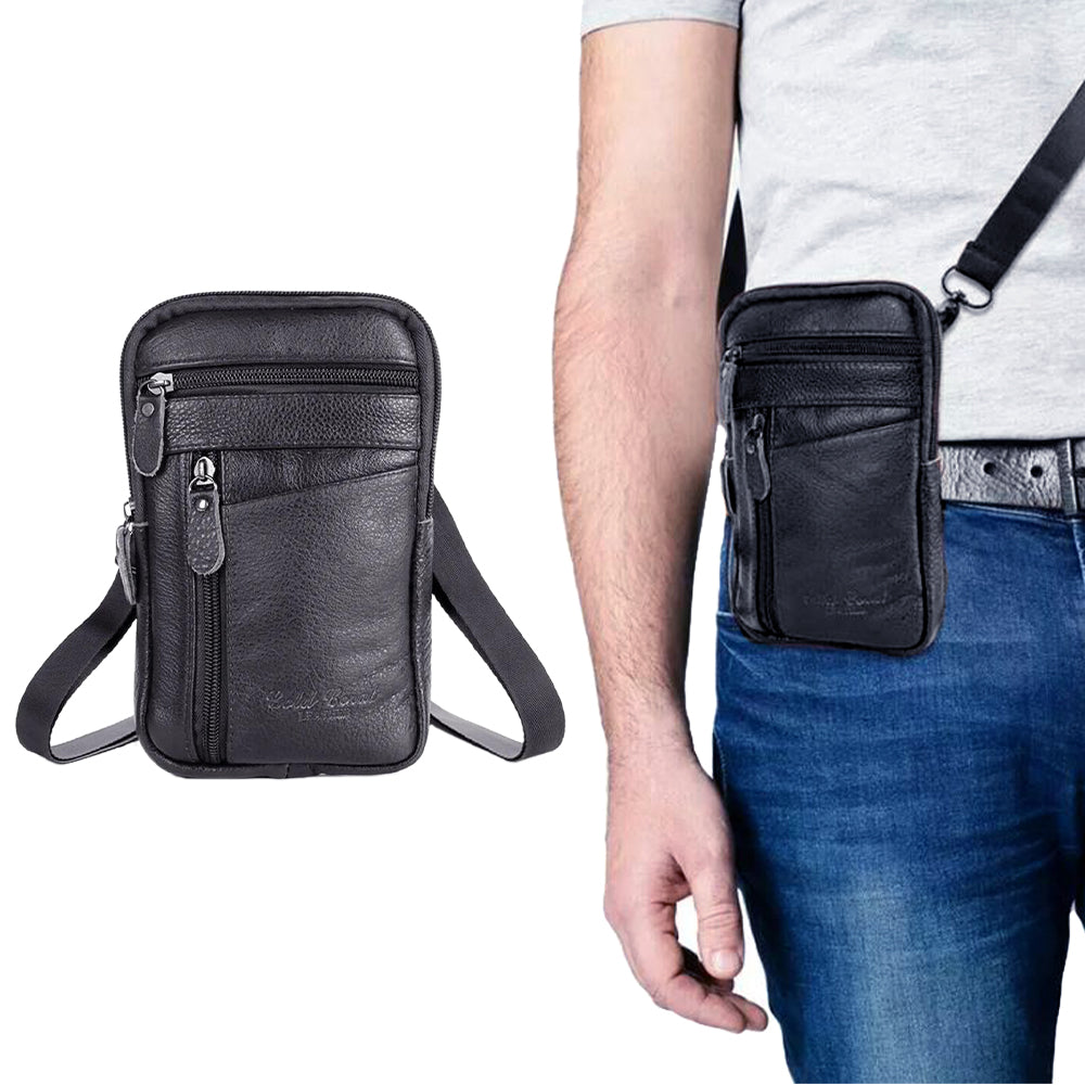 Leather Phone Pouch Crossbody Bag for Men