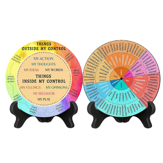 Double-Sided Mental Health Emotions Wheel Chart with Stand