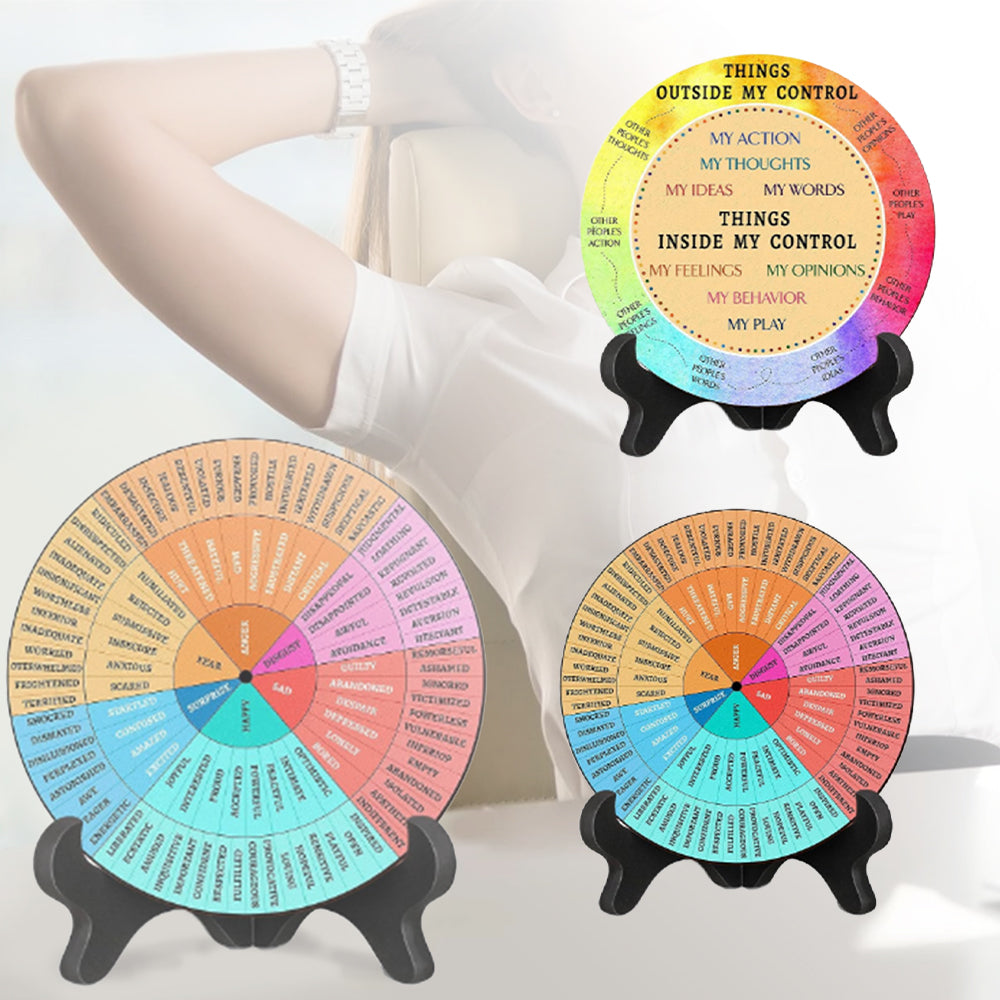 Double-Sided Mental Health Emotions Wheel Chart with Stand