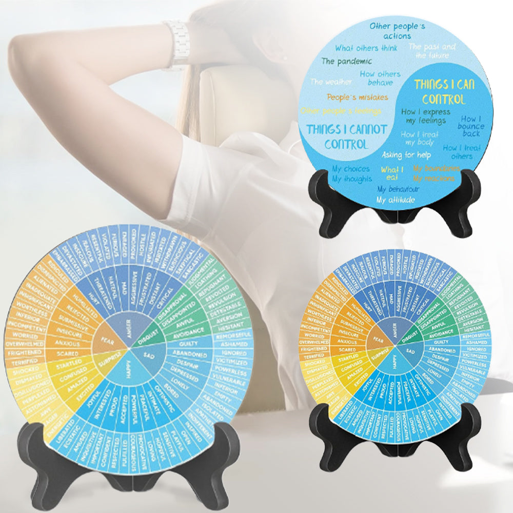 Double-Sided Mental Health Emotions Wheel Chart with Stand