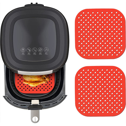 2-Pack 7.5/8.5 Inch Square Non-Stick Air Fryer Mat for Frying