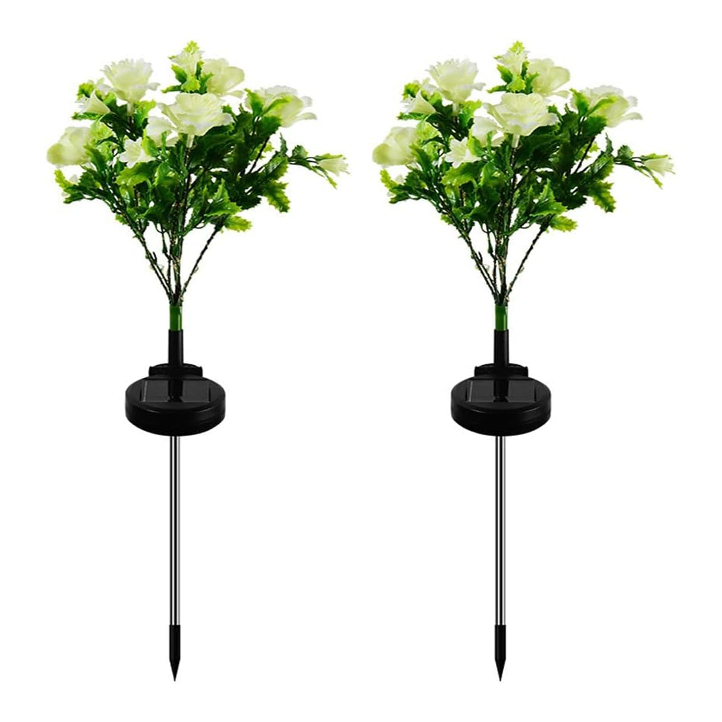 2 Pcs Carnations Solar Lights Waterproof Decorative Yard Lamp with Stake