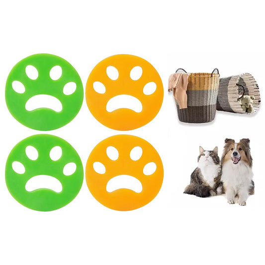 4Pcs Reusable Pet Hair Removers for Laundry-Green and Orange