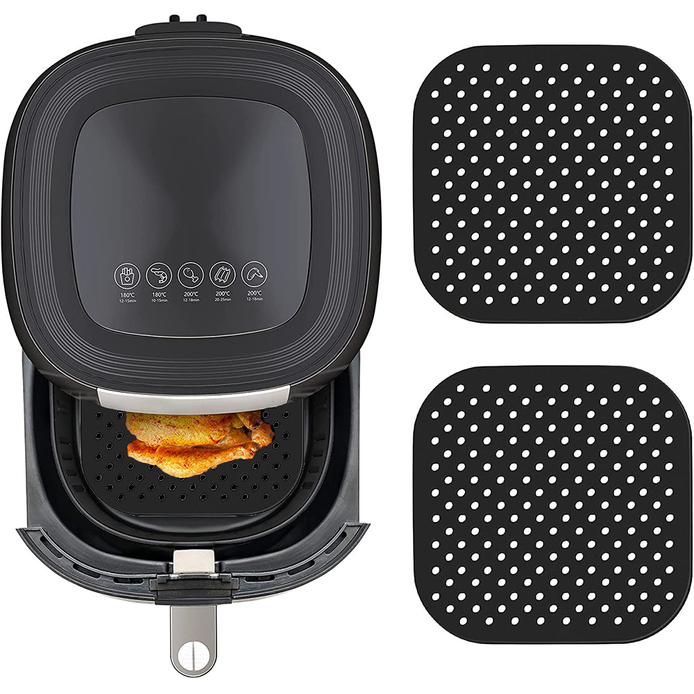 2-Pack 7.5/8.5 Inch Square Non-Stick Air Fryer Mat for Frying