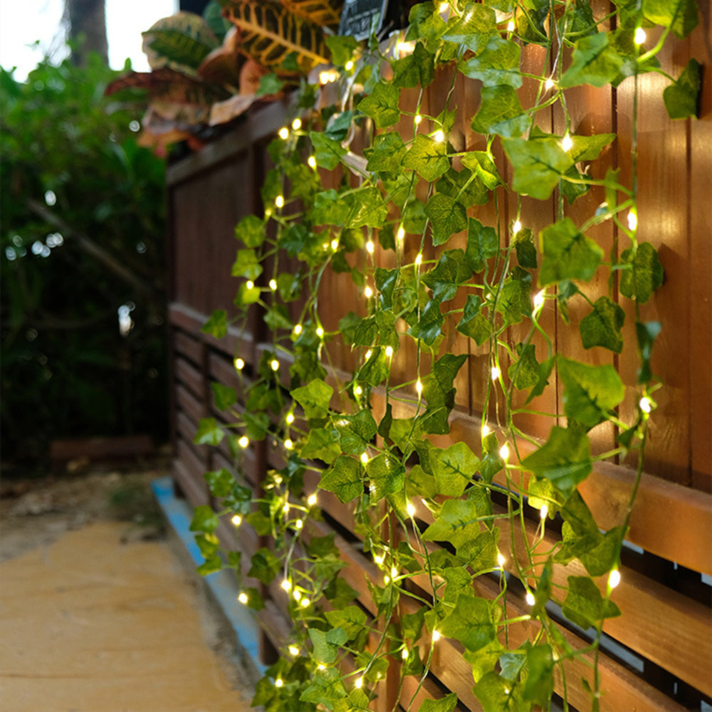 Battery-powered Artificial Ivy Leaf Plant with 5 Meter 50LED Fairy Window Curtain String Lights