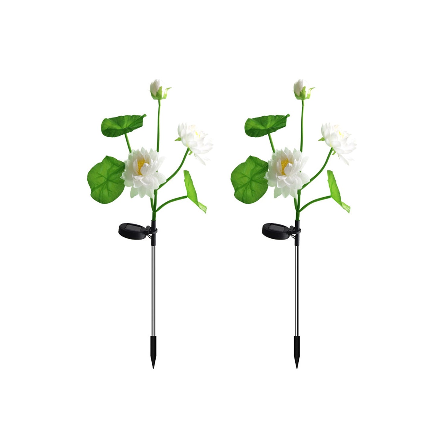 2Pcs Solar Lotus-Flower Light 3-LED Stake Light