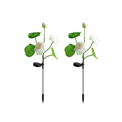 2Pcs Solar Lotus-Flower Light 3-LED Stake Light