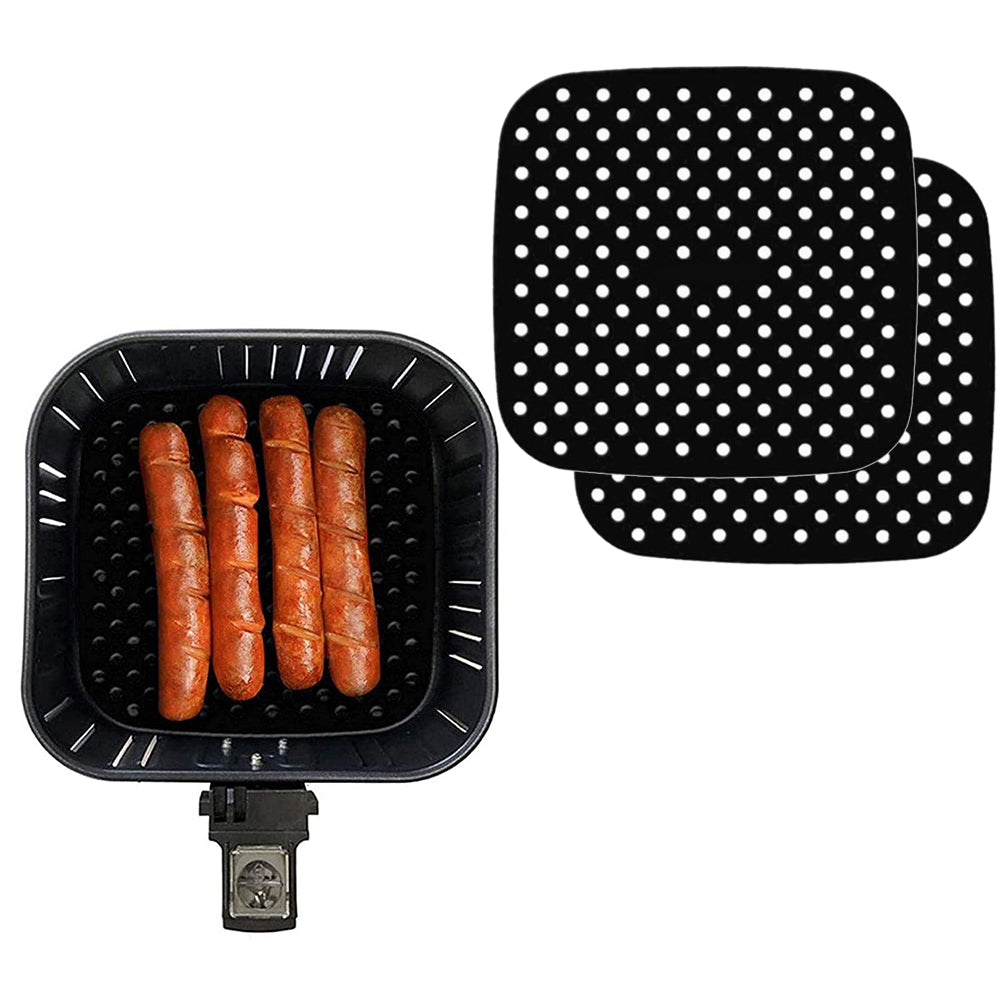 2-Pack 7.5/8.5 Inch Square Non-Stick Air Fryer Mat for Frying