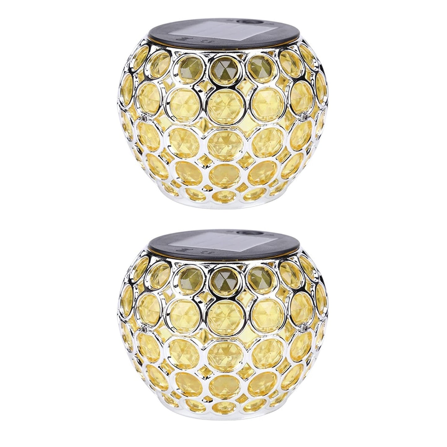 2Pcs Solar Lamp Retro Hollow Lantern Mosaic Ball Lamp