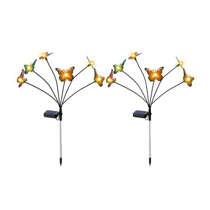 2Pcs 10-LED Solar Butterfly Decorative Lights Solar Powered Stake Lights