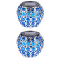 2Pcs Solar Lamp Retro Hollow Lantern Mosaic Ball Lamp